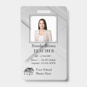 Teacher ID Card Name School Template Photo Badge