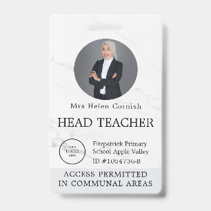 Teacher ID Card Name School Template Photo Badge