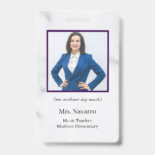 Teacher ID Card Name School Template Photo Badge