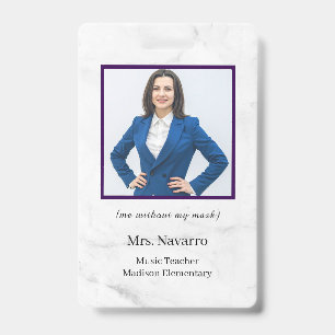 Teacher ID Card Name School Template Photo Badge
