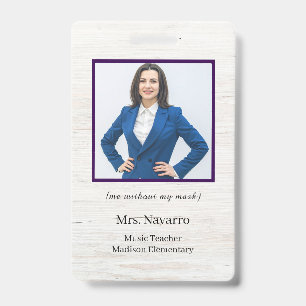 Teacher ID Card Name School Template Photo Badge