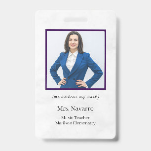 Teacher ID Card Name School Template Photo Badge