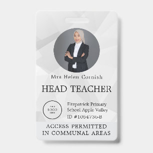 Teacher ID Card Name School Template Photo Badge