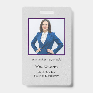 Teacher ID Card Name School Template Photo Badge