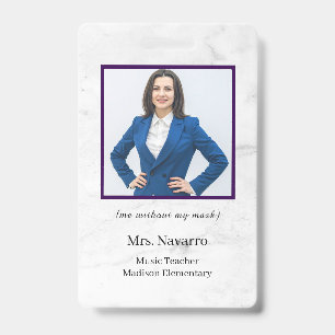 Teacher ID Card Name School Template Photo Badge