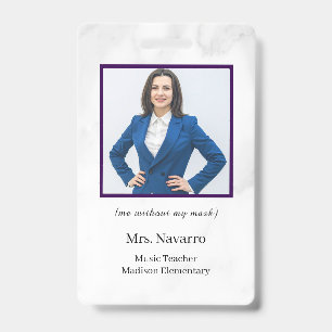 Teacher ID Card Name School Template Photo Badge