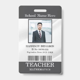 Teacher ID Card Name School Template Photo Badge
