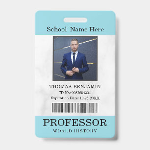 Teacher ID Card Name School Template Photo Badge