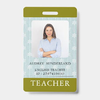 Teacher ID Card Name School Template Photo Badge