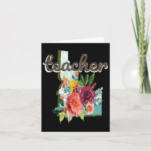 Teacher Idaho Watercolor Flower Cute Educator Card