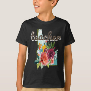 Teacher Idaho Watercolor Flower Cute Educator T-Shirt