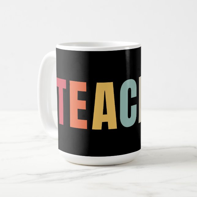 TEACHER in colourful lettering Coffee Mug (Front Left)
