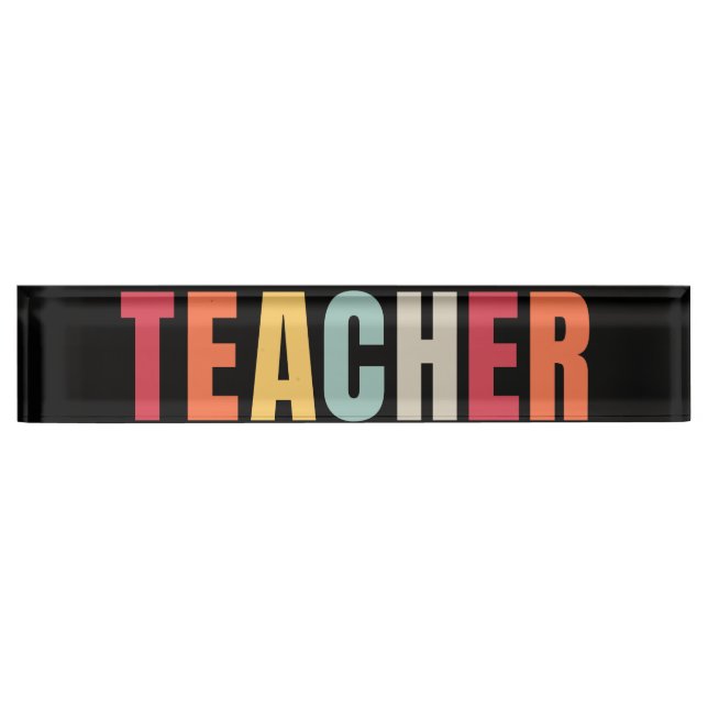 TEACHER in colourful lettering Nameplate (Front)
