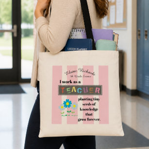 Teacher Inspirational Striped - Personalise It Tote Bag