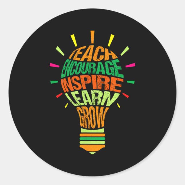 Teacher Insrational Definition Colorful Lightbulb  Classic Round Sticker (Front)