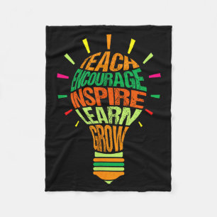 Teacher Insrational Definition Colorful Lightbulb Fleece Blanket