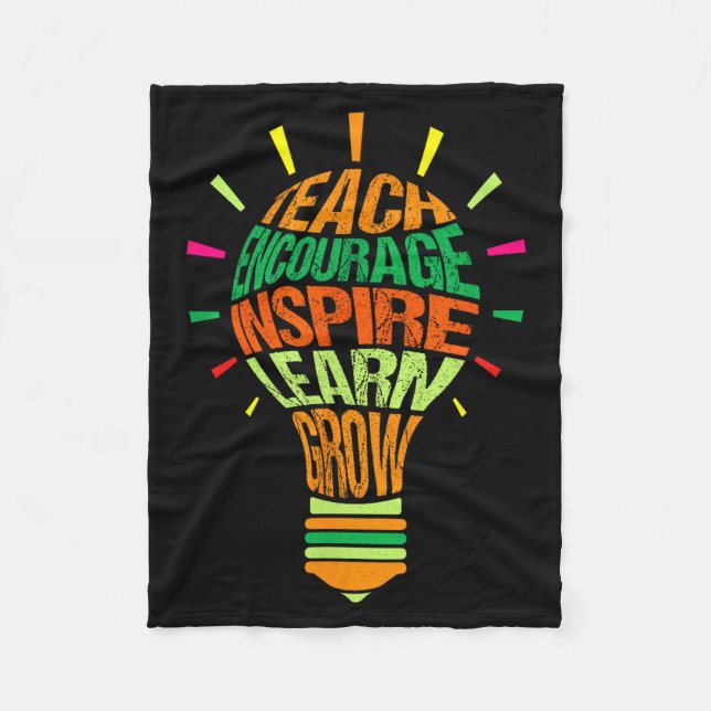 Teacher Insrational Definition Colorful Lightbulb  Fleece Blanket (Front)