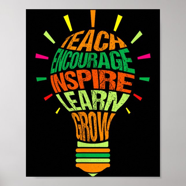 Teacher Insrational Definition Colorful Lightbulb  Poster (Front)