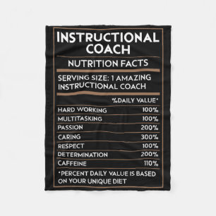 Teacher Instructional Coach Nutrition Facts Back T Fleece Blanket