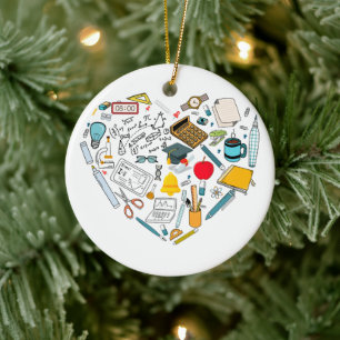 Teacher Instructor Professor Tool Heart Ceramic Tree Decoration