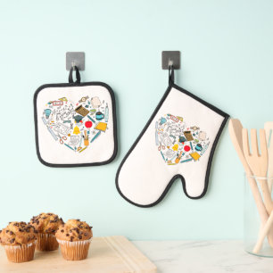Teacher Instructor Professor Tool Heart Oven Mitt & Pot Holder Set