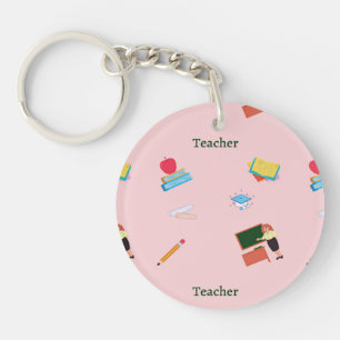 Teacher job pattern on pink key ring