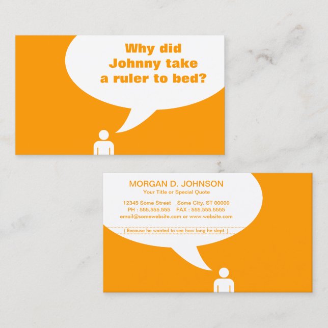 teacher / johnny joke (colour customisable) business card (Front/Back)