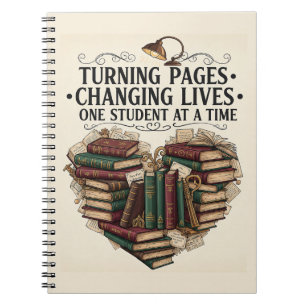 Teacher Journal Notebook   Turning Pages Heart