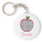 Teacher Keychain - Charcoal Grey Gingham