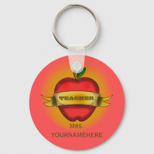 Teacher Keychain- Vintage Apple Tattoo Key Ring