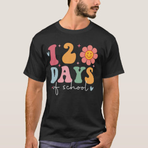 Teacher Kids Happy 120 Days Of School Daisy Flower T-Shirt