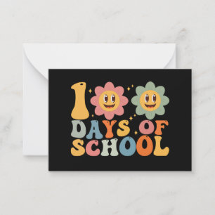 Teacher Kids Retro Groovy 100 Days 0f School Card