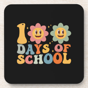 Teacher Kids Retro Groovy 100 Days 0f School  Coaster