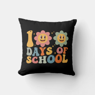 Teacher Kids Retro Groovy 100 Days 0f School Cushion