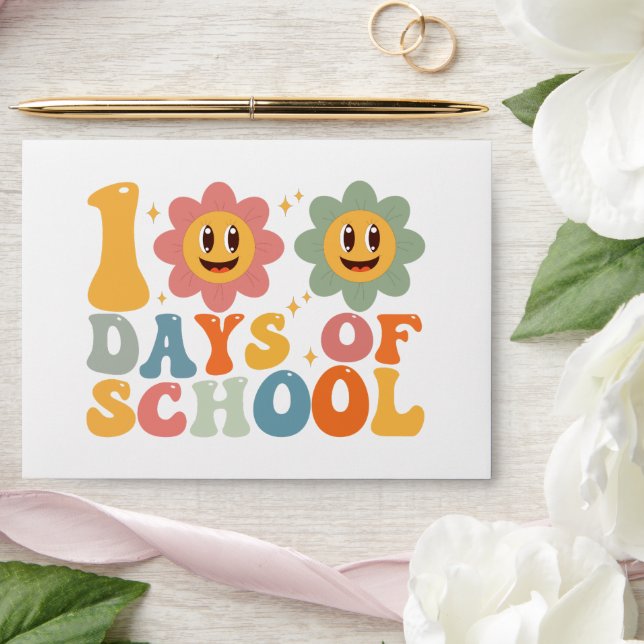 Teacher Kids Retro Groovy 100 Days 0f School  Envelope (Wedding)