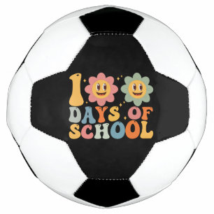 Teacher Kids Retro Groovy 100 Days 0f School Football