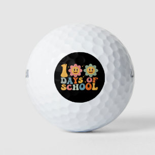 Teacher Kids Retro Groovy 100 Days 0f School  Golf Balls