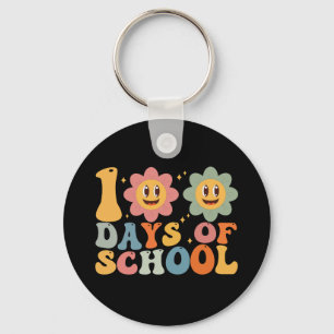 Teacher Kids Retro Groovy 100 Days 0f School  Key Ring