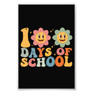 Teacher Kids Retro Groovy 100 Days 0f School  Photo Print