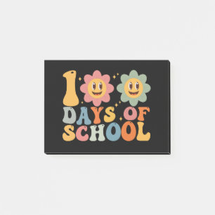 Teacher Kids Retro Groovy 100 Days 0f School Post-it Notes