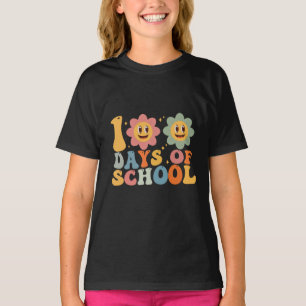 Teacher Kids Retro Groovy 100 Days 0f School  T-Shirt
