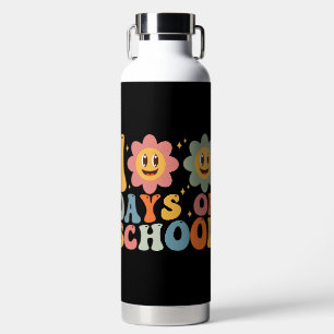 Teacher Kids Retro Groovy 100 Days 0f School  Water Bottle