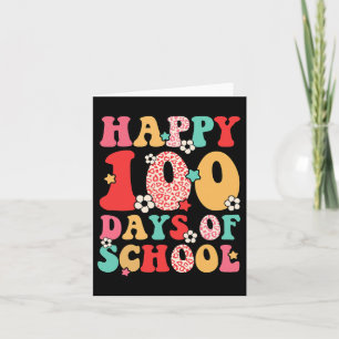 Teacher Kids Retro Groovy 100 Days Happy 100th Day Card