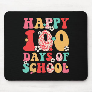 Teacher Kids Retro Groovy 100 Days Happy 100th Day Mouse Mat