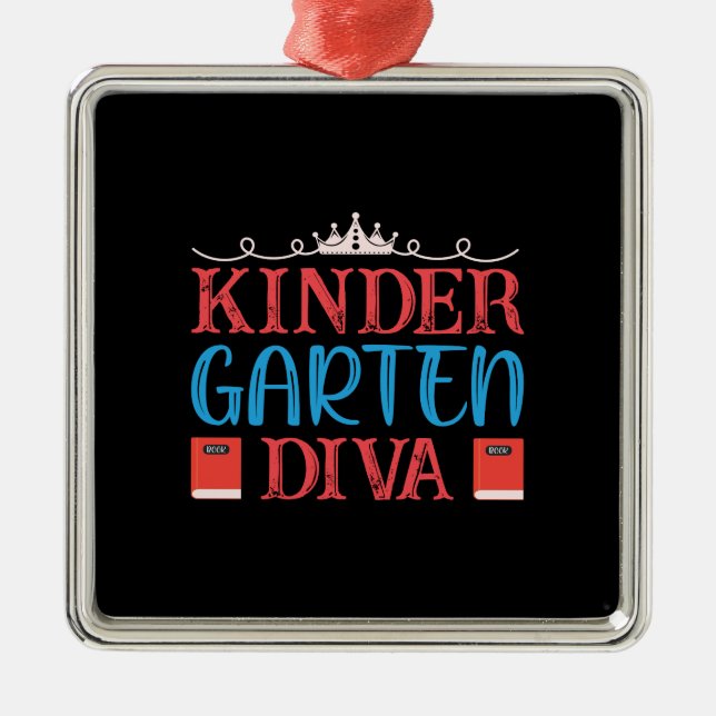 Teacher Kinder Garten Diva Metal Tree Decoration (Front)