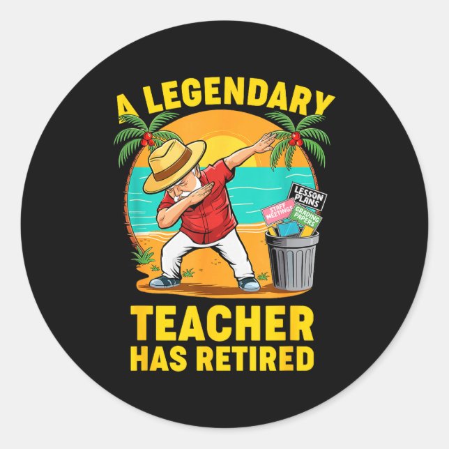 Teacher Legend Has Retired 2025 Happy Retirement P Classic Round Sticker (Front)