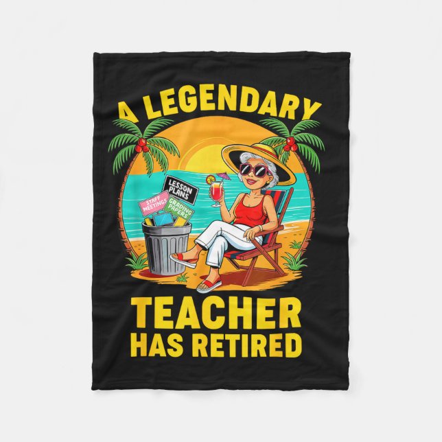 Teacher Legend Has Retired 2025 Happy Retirement P Fleece Blanket (Front)