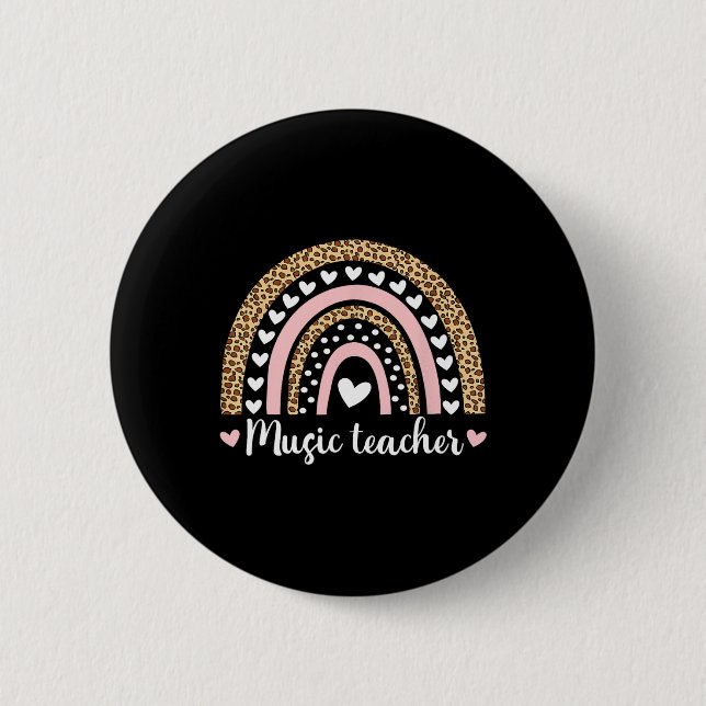 Teacher Leopard Boho Rainbow 100 Days Of School  6 Cm Round Badge (Front)