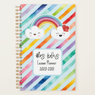 teacher LESSON PLANNER WITH NAME rainbow theme