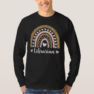 Teacher Librarian Boho Rainbow Leopard Back To Sch T-Shirt